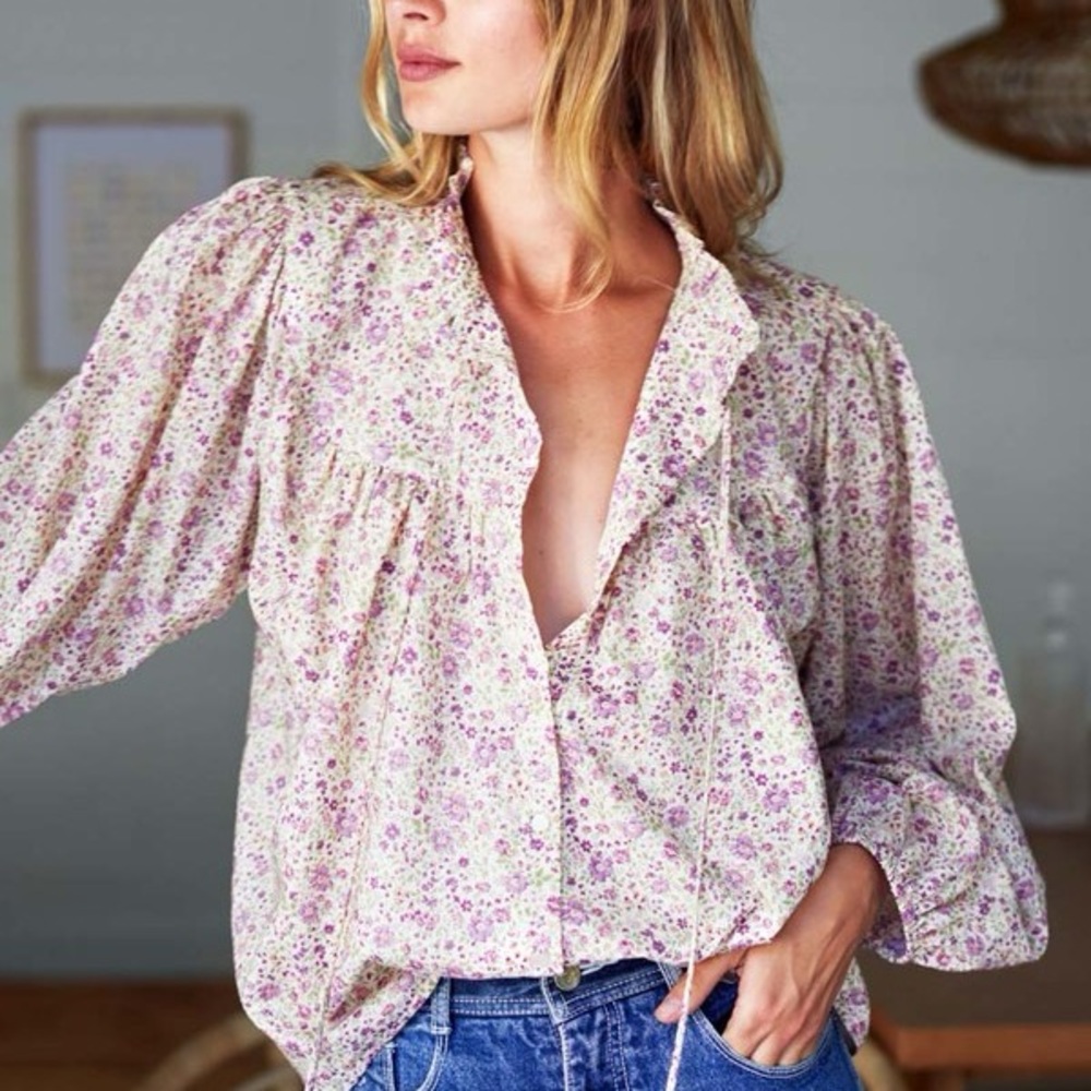 Emerson Fry Lavender Floral Blouse